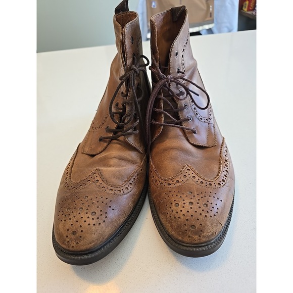 Stafford Size 11 Wingtip Brown Leather Ankle Dress Mens Boots 014-1218 main image 6